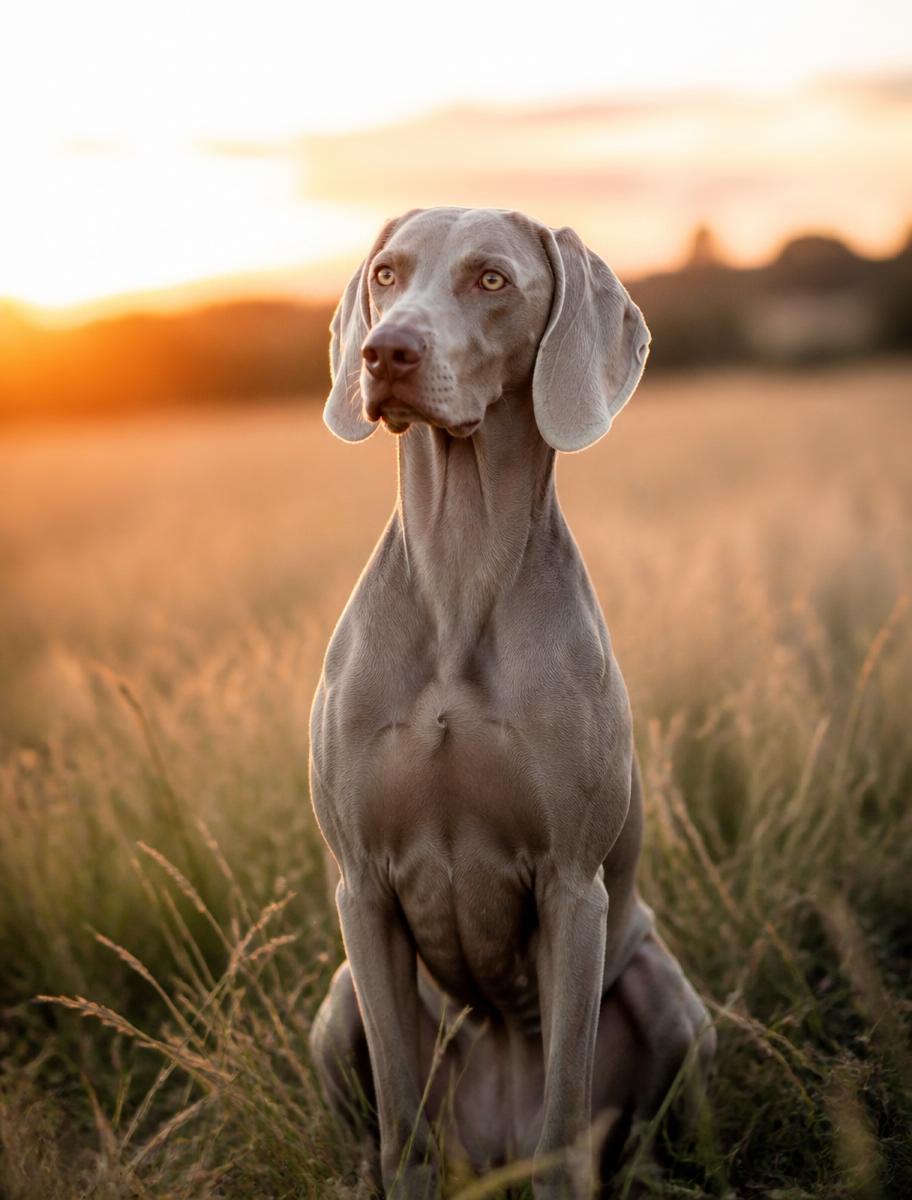 Weimaraner in meadow