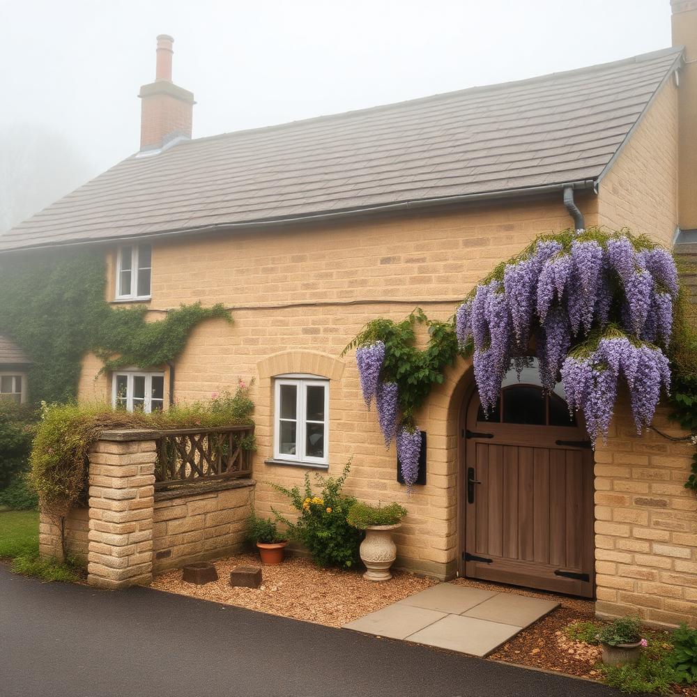 Cotswolds country cottage with wisteria